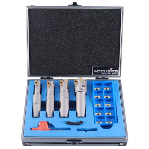 Accusize Industrial Tools Indexable End Mills, 4 Pc, 1/2" to 1", 0028-8416