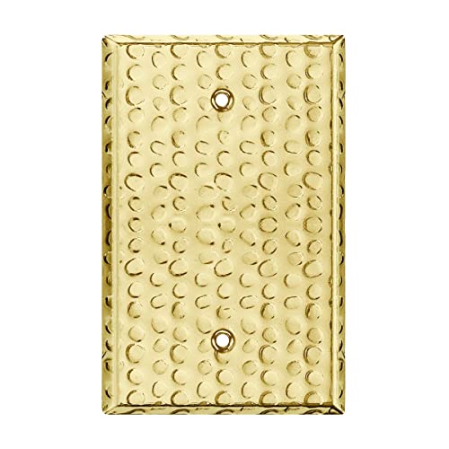 Image of LIDER Blank Metal Wall Plate, Stainless Steel Blank Outlet Cover, Corrosion Resistant, Mid-Size 1-Gang 4.88 inch x 3.11 inch, 201 Stainless Steel, LMWP-01M-HB, Hammered Brass