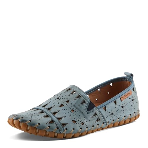 Spring Step Womens Leather Fusaro Loafer Shoe | Comfortable Slip-On Shoes with Rubber Outsole | Ladies Casual Walking Driving Loafers for Work | Blue EU 37 / US 6.5-7
