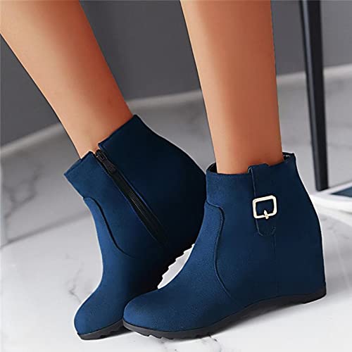 Bottines compensées en daim bleu confortables pour le bureau - 2