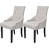 sillas comedor clasicas amazon Anchura del asiento: 42,5 cm vidaXL 2X Sillas de Salón Comedor Clásica de Madera y Tapiceria de Tela Crema
