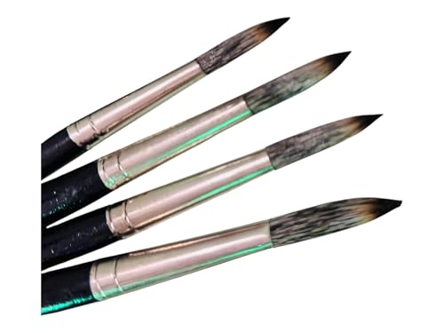 Image of Round Short Hair Paint Brush Set | Sharp Pointed Detail Brushes for Acrylic, Oil & Fine Art Painting | Professional Artist Brush Set | Sizes 14, 16, 18, 20 | Set of 4