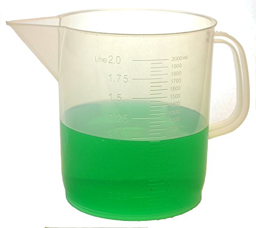 Eisco Labs 2000ml Polypropylene Beaker with Handle and Spout, 50ml Graduations
