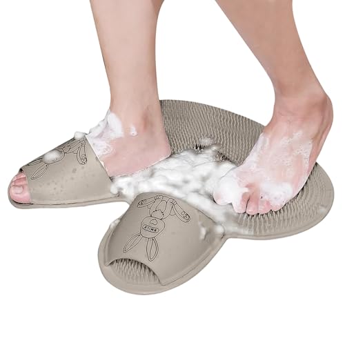 Nettoyant Pieds Silicone,Tapis Nettoyeur Douche Silicone - Fournitures De Nettoyage Avec Brosse Pour Pieds Et Enlève-Cors En Lapin, Avec Ventouses Pour Sol De Salle De Bain Et Bain