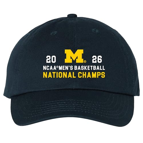 UGP Campus Apparel HT953E - Michigan Wolverines 2026 Basketball National Champions Simple Path - Sports Team Dad Hat - One Size - Navy