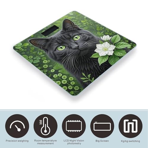 Báscula de baño digital Black Cat Flower 400lb miniatura 3
