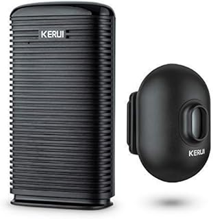 KERUI DW9 Driveway Alarm Wireless Weatherproof Outdoor PIR Motion Detector Indoor Chime Receiver DIY Entry Auto Doorbell Perimeter Entry Alert System for Home Shed Garage Shop Store Restaurant Black