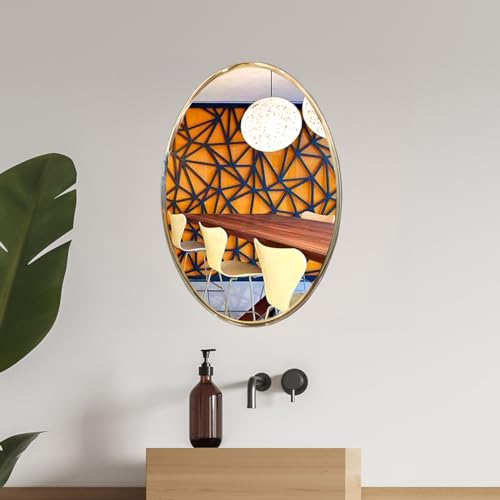 Image of Frameless Decorative Wall Mirror | Size 24 X 18 Inches | Oval Shape Wall Mirror for Bathroom, Bedroom, Vanity Ans Living Room (18 X 24 Inches)