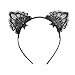 Produktbild HABI schwarz Katzenohren Haarband Reizvolle Spitzen gewoben Stirnband Halloween Weihnachten Festival Party Kopfband Kostüm Accessories für Frauen