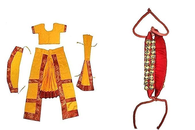 Kkalakriti Bharatanatyam Yellow Color Classical Dance Dress With Single Line Pad Ghungroo Ecomomical Costume Combo For Girls |Events,Theme Parties and Annual Day Performance (4-6 yrs) (B09QX86WF6) Amazon Price History, Amazon Price Tracker