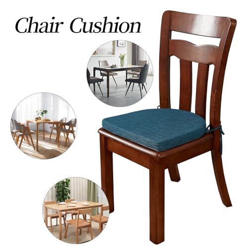 Cojines azules para sillas de comedor cómodas almohadillas lavables con lazos 3