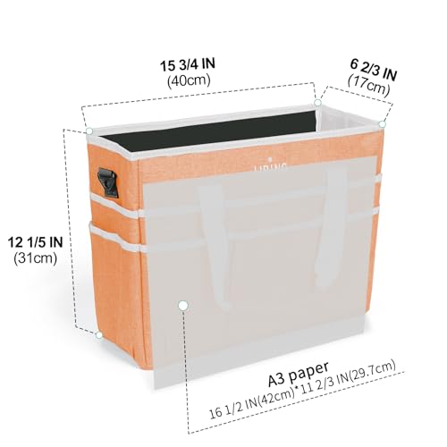 Image of JJRING Craft Organizer Tote Bag, Large Art Storage Caddy with Multiple Pockets, Orange Sewing Bag for Art, Craft, Scrapbooking, School, Medical, and Office Supplies Storage