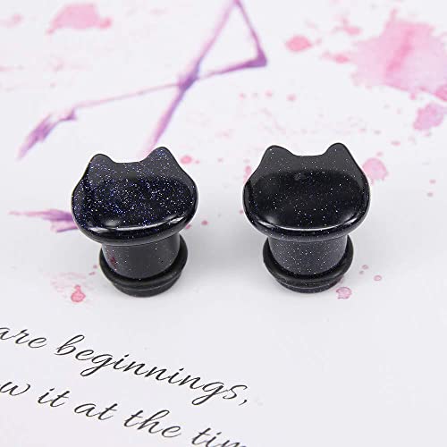 Cute Cat Natural Organic Stone Ear Plug Single Flare Ear Tunnel Gauge Stretcher Ear Expander Piercing 2g-5/82