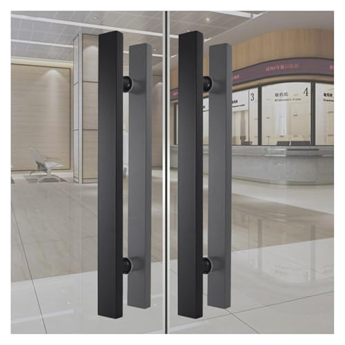 Poignée porte de grange pour cour intérieure et accès terrasse design noir
