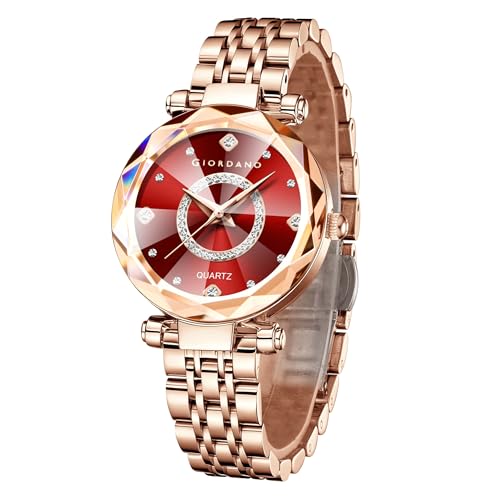 Giordano Analog Watch for Women, Rose Gold, Red - Image 2