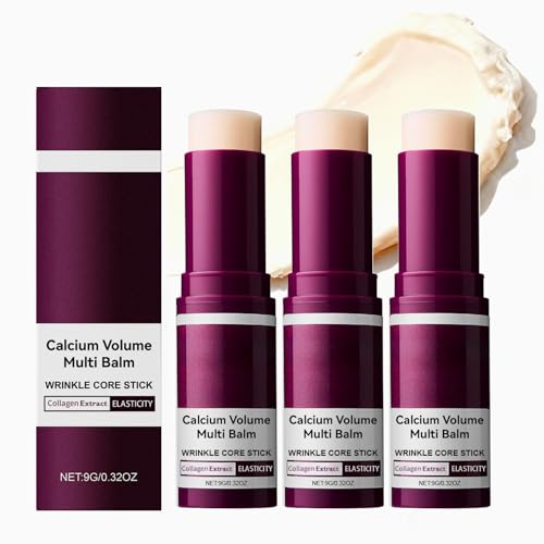 BCYIIELY Calcium Volume Multi Balm, Collagen Infused Anti-Wrinkle & Firming Balm, Intense Hydrating Lifting Cream for Lip, Eye, Face, Neck, Suitable for All Skin Types, 3pcs