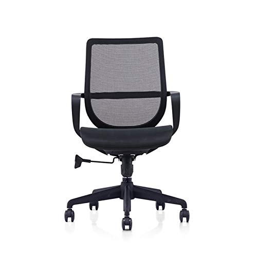 Office Mid-Back Rotatable Waist Support Table Ergonomic Computer Mesh Chair Fixed Armrest (Color : White) (Black)