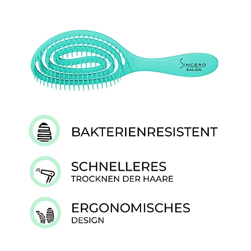 Sincero Salon Flexi Pro Hair Brush Green, Detangle Hair Brush, Blow Dry, For Curly Hair Wet Brush -Styling Brush - Image 4
