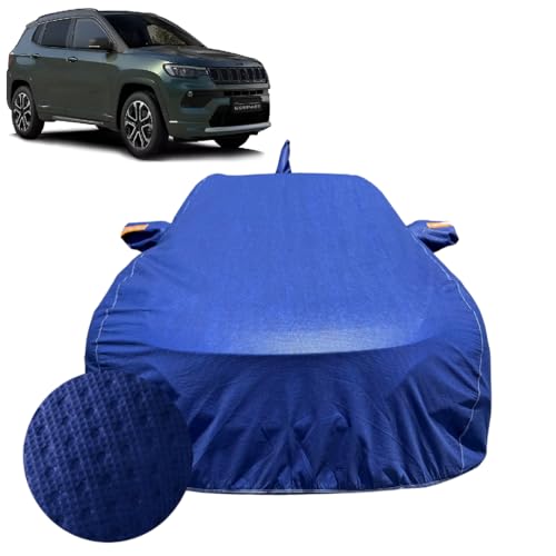 Image of Car Cover for Jeep Compass (2017-2026) | 100% Waterproof Cover with Antenna & Reflective Mirror Pockets | Dustproof, Scratchproof, Heatproof Compass Car Cover |Soft Cotton Lining| Blue