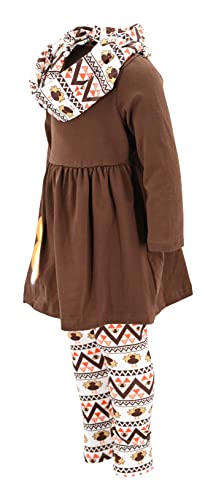 Image of Unique Baby Girls Kids Toddler 3pc Outfit Set Long Sleeve Cotton Blend Tunic Top Leggings and Scarf