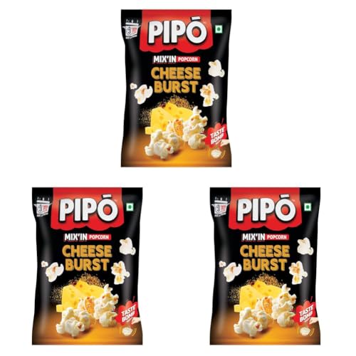 Image of PIPO Mix'in Instant Popcorn with Taste Bomb, Cheese Burst Pouch, 60 g (Pack of 3)