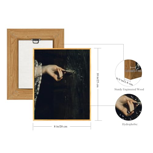 crmotu Vintage Framed Wall Art, Dark Academia Portrait Canvas Prints, Graceful Hand of Woman Moody Painting, Victorian Black Wall Pictures for Living Room Bedroom, Rustic Farmhouse Decor 8x10in