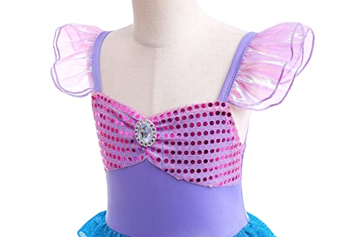 Lgandpg Princess Mermaid Costume For Girls Ariel Outfit Birthday Party Dress Up With Wig #TOP2
