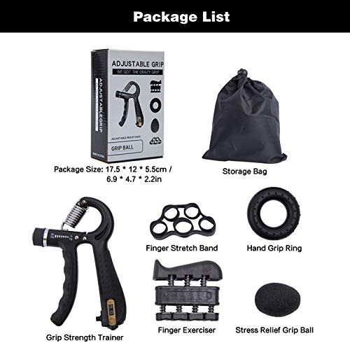 Festnight O kit fortalecedor de aperto de mão 6pcs inclui 1pcs aperto de mão, bola de terapia de mão