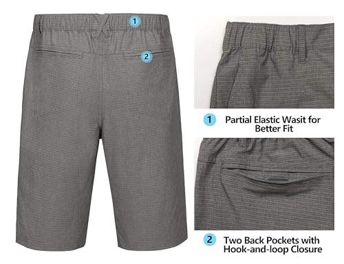 Image of Little Donkey Andy 12 Inch Inseam Golf Shorts for Men Bermuda Quick Dry Elastic Waist Shorts for Hiking Travel Casual