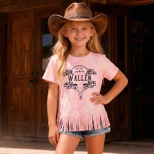 Image of Girls Western Shirt Toddler Tassels Cowgirl T-Shirt Im The Problem Country Concert Shirts Summer Short Sleeve Top