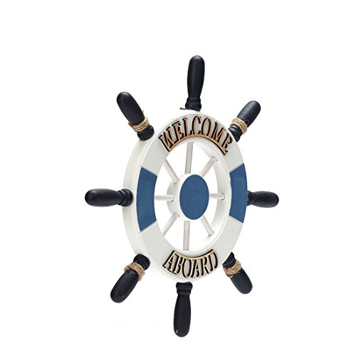 12.8" X 12.8" Nautical Wooden Captain Rudder Wall And Door Hanging Ornament Plaque,Welcome Aboard #TOP6