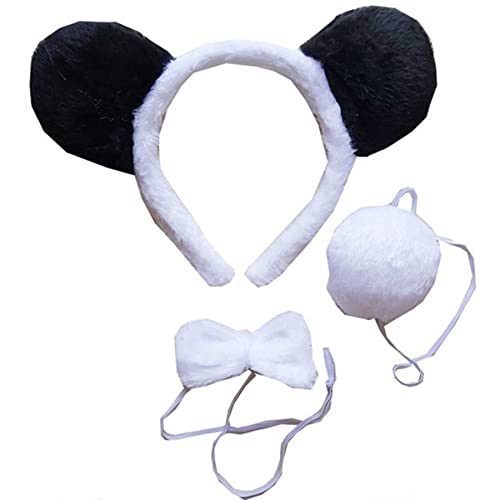 Kirei Sui Kids White Panda Headband Bowtie Tail 3Pcs Costume #TOP16