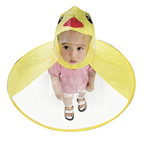 OtherKids Yellow Duck Raincoat, Cute Cartoon Duck Rain Coat Children Umbrella Hat Magical Hands Free Raincoat