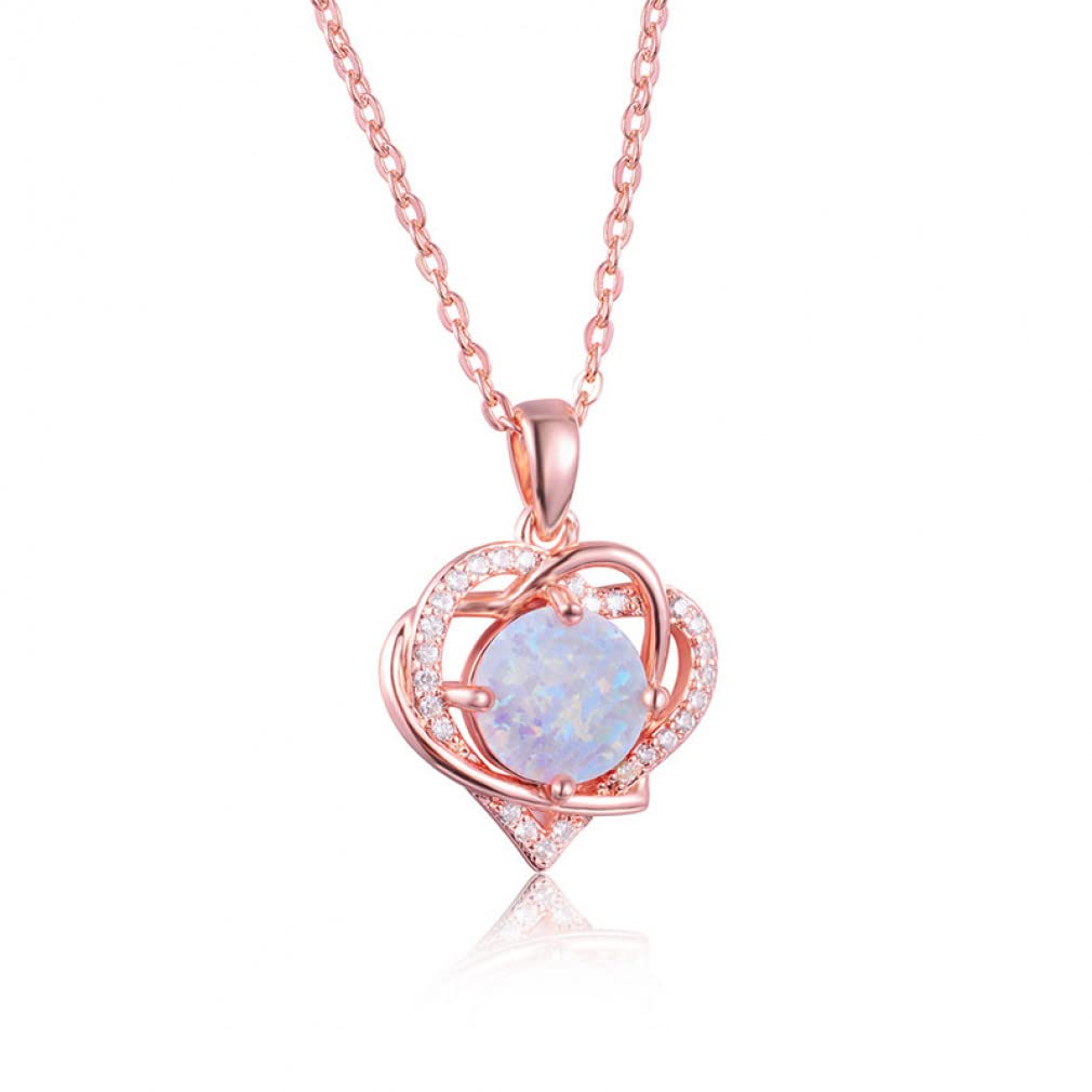 Collier cœur opale anti-ternissement chaîne or rose qui ne noircit pas - 2
