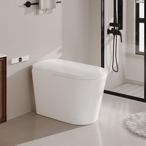 Image of Smart Bidet Toilet w /Tank Heated Seat Cleaner Tablets Auto Flush /Lid&Seat | Foot Sensor UV-C light Electric Modern One Piece Toilet with Dryer LED Display Siphon Flush 1.28 GPF MAP 1000g