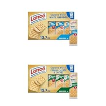Lance Sandwich Crackers, Captains Wafers White Cheddar, 10 Individual Packs, 6 Sandwiches Each and Lance Sandwich Crackers, Captains Wafers Cream Cheese and Chives, 10 Packs, 6 Sandwiches Each