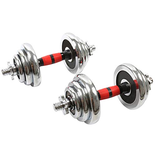 1 Pair 66LBS Adjustable Dumbbell Weight, Exercise Fitness Barbell Set, Heavy Dumbbells Weights, Free Weights 2-in-1 Set, All-Purpose, Home, Gym, Office (Silver, 66LBS)