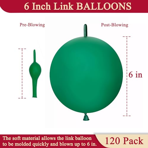 Image of Dark Green Link Balloons 6 Inch 120 Pcs Latex Quick Linking Balloon for Birthday Wedding Party Festival Decorations