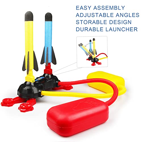 Toy Rocket Launcher For Kids,Outdoor Toys-Shoots Up To 100 Feet-Jump Rocket Set 6 Foam Rockets & 2 Stomp Launchers, Birthday Xmas Gifts For 3 4 5 6 7 8 9 10 Year Old Boys & Girls #TOP3