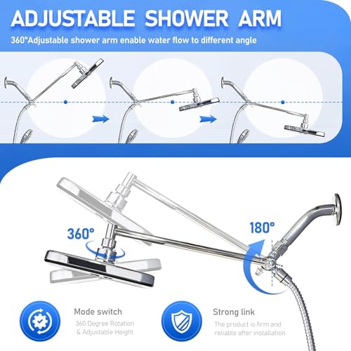 Cabezal de ducha lluvia 11 pulg con brazo ajustable miniatura 4