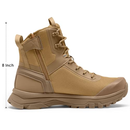 Image of Coostar Tactical Boots for Men Lightweight Military Combat Boot Side Zipper Motorcycle Hiking Work Boots Waterproof 8 Inches