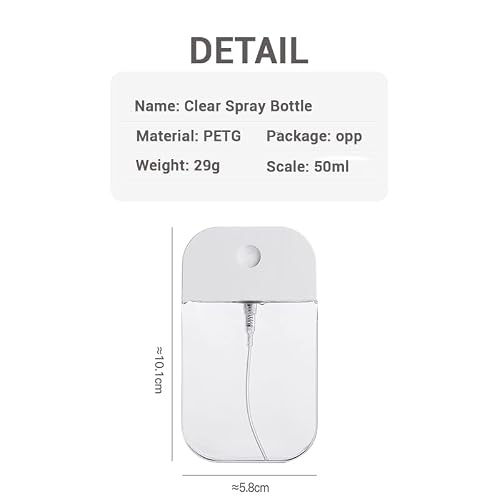 4 Pack Clear Spray Bottles - Card Shape Perfume Atomizer - Refillable Spray Bottles - Suitable For Water Alcohol Makeup Remover Toner Air Freshener Moisturizer Hand Sanitizer - 50Ml Capacity #TOP5