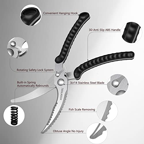 Kitchen Scissors, Kooktool Kitchen Shears Heavy Duty Poultry Shears, Dishwasher Safe Meat Scissors, Kitchen Shears For Chicken, Bone, Poultry, Vegetable, Fish #TOP5