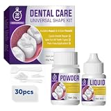 Cemento per Denti, Kit di Riparazione per Denti Rotti o Mancanti, Colla per Denti Finti, con 20 g Polvere e 10 ml Liquido, 30 Volte, Bianco