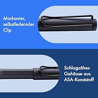 Lamy safari roll-ink steel black Tintenpatronenroller – zeitlos klassischer Stift mit ergonomischem Griff & Strichbreite M - Gehäuse aus robustem ASA-Kunststoff – inkl. Tintenpatrone T10 blau – Ansicht 3