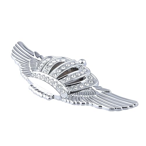 1PC Blingbling Flying Crown Emblem 3D Car Decal Sticker Shiny Metal Car Decal Sticker, Personalized Crystal Crown Decal Exterior & Interior Car Accessory Compatible with Vehicle (Silver)