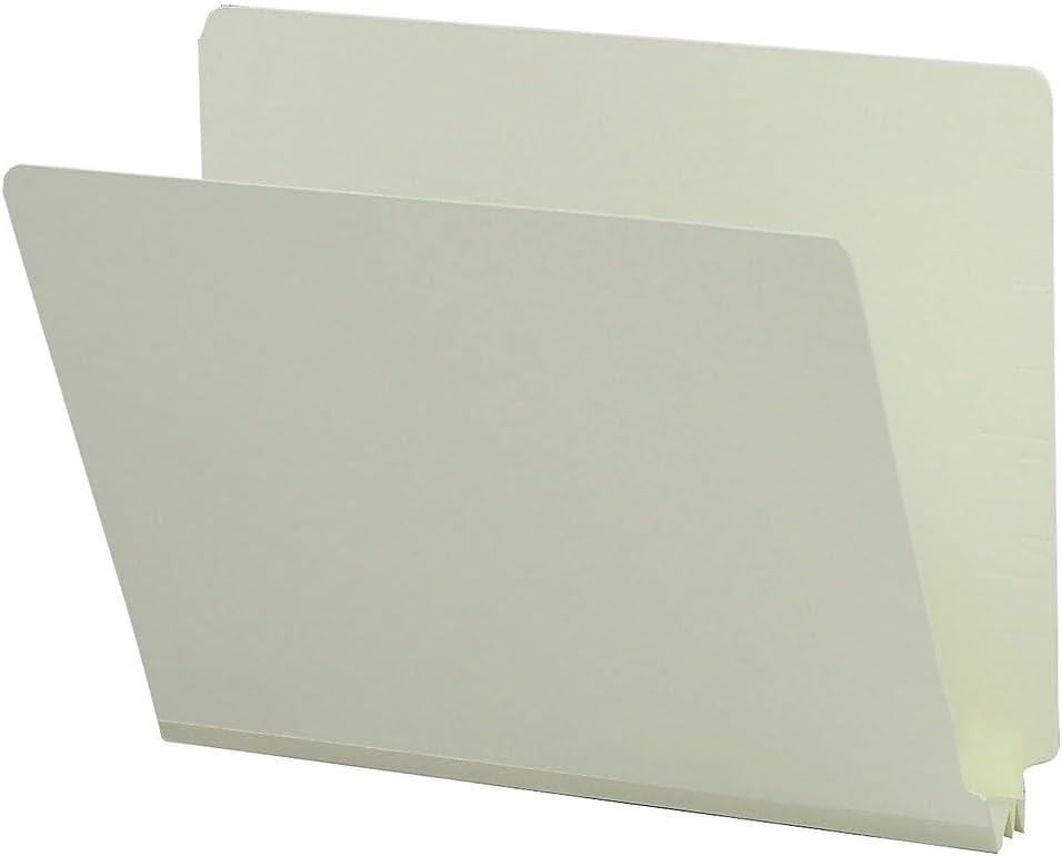 Smead End Tab Pressboard File Folder, Straight-Cut Tab, 2" Expansion, Letter Size, Gray/Green, 25 per Box (26210)