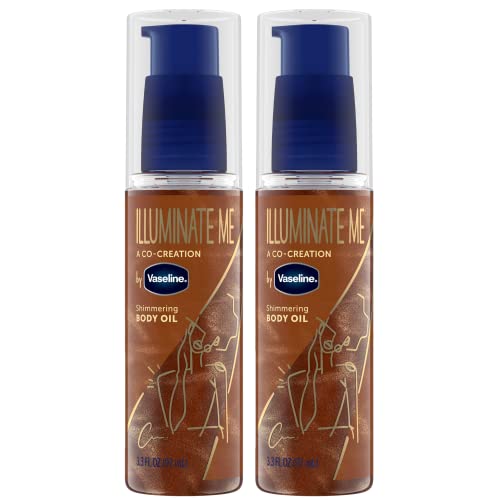 Vaseline Illuminate Me Body Oil – Shimmering Body Bronzer, Radiant Body Glow Oil, Hydrating Shimmer Body Oil for Melanin-Rich Skin, Body Shimmer Oil for Glowing Skin, 3.3 Oz Ea (Pack of 2) Vaseline Illuminate Me Body Oil – Shimmering Body Bronzer, Radiant Body Glow Oil, Hydrating Shimmer Body Oil for Melanin-Rich Skin, Body Shimmer Oil for Glowing Skin, 3.3 Oz Ea (Pack of 2)
