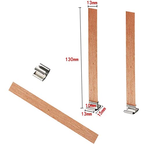 50 mechas de madera para velas con base de acero inoxidable miniatura 4