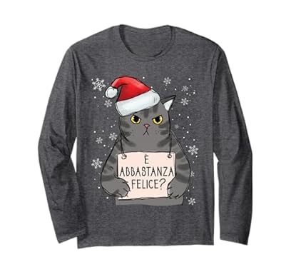 Foto di Natale Gatto Accessori Natale Gadget Simpatici Pet Per Donna Maglia a Manica